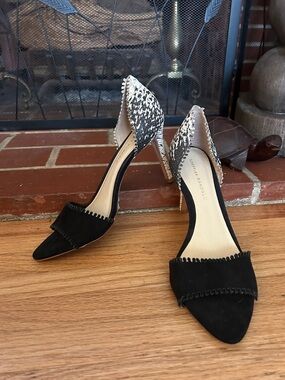 Loeffler Randall Black Suede Two-Tone D'Orsay Heels